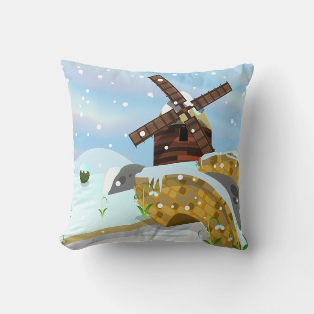 Snowdrops windmill cushion (Front)
