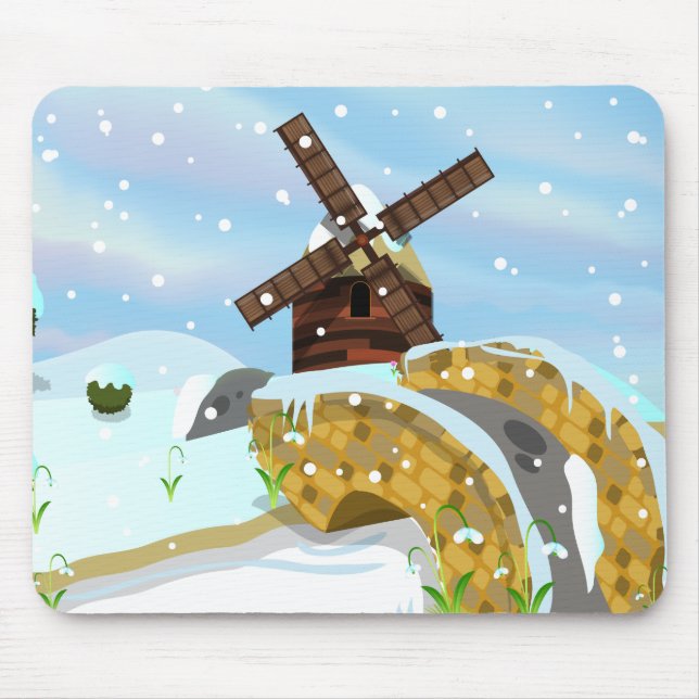 Snowdrops windmill mouse mat (Front)
