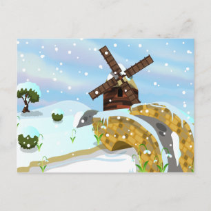Snowdrops windmill postcard