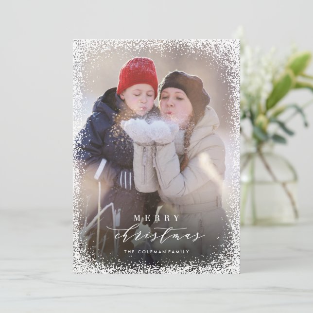 Snowed In Merry Christmas Portrait Holiday Card (Standing Front)