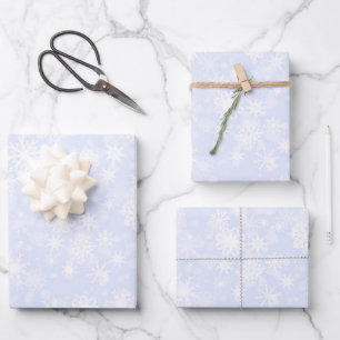 Snowfall Blue Wrapping Paper Sheet