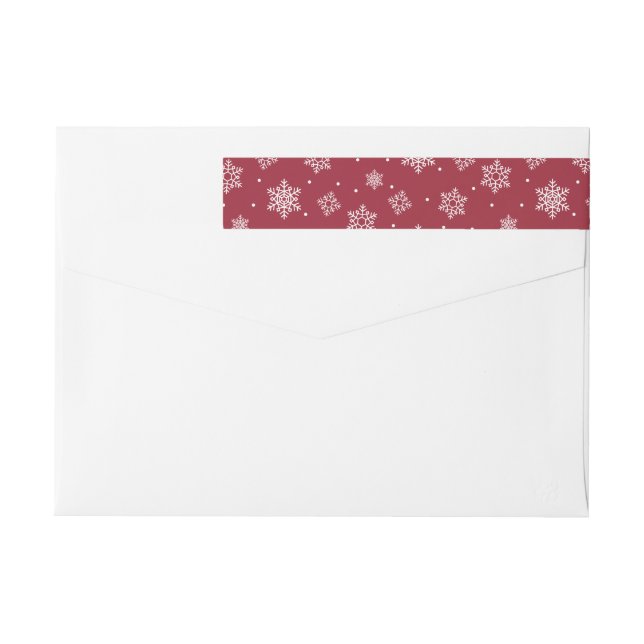 Snowfall Christmas Return Address Label in Red (Back)