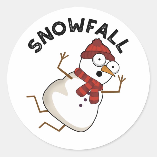 Snowfall Funny Snow Pun  Classic Round Sticker (Front)