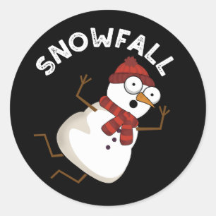 Snowfall Funny Snow Puns Dark BG Classic Round Sticker