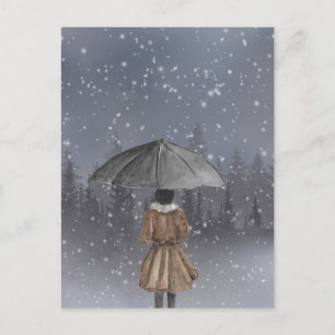 Snowfall girl  postcard