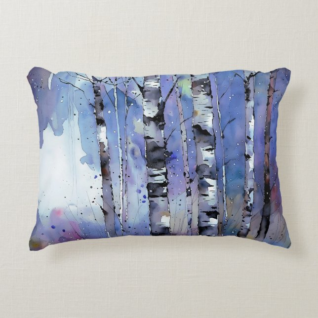 Snowfall in the Enchanted Birch      Decorative Cushion (Front)