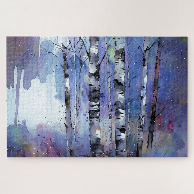Snowfall in the Enchanted Birch      Jigsaw Puzzle (Horizontal)