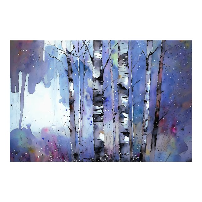 Snowfall in the Enchanted Birch      Photo Print (Front)
