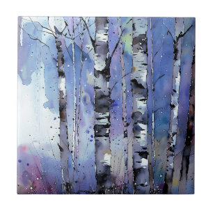 Snowfall in the Enchanted Birch Tile