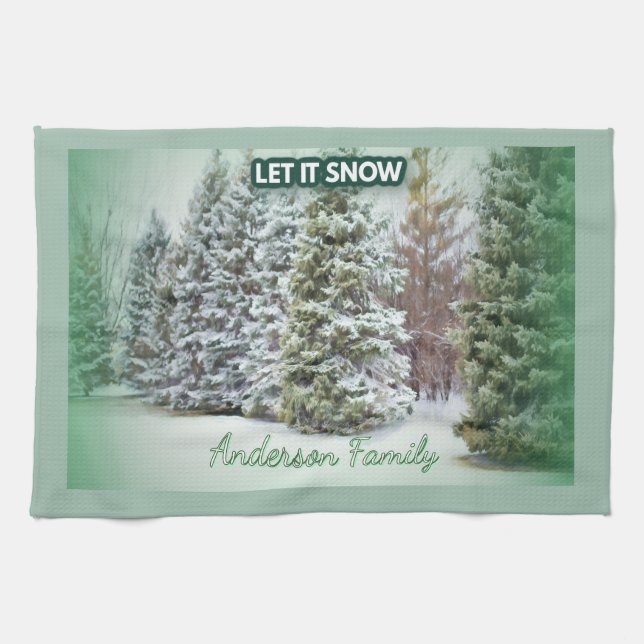 Snowfall Serenity Family Tea Towel (Horizontal)