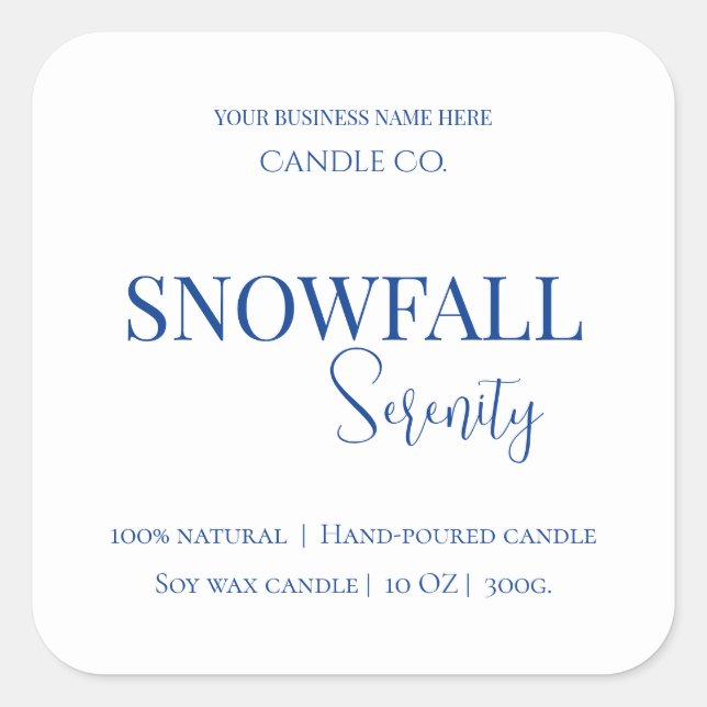 Snowfall Serenity White Tea & Jasmine Candle Label (Front)