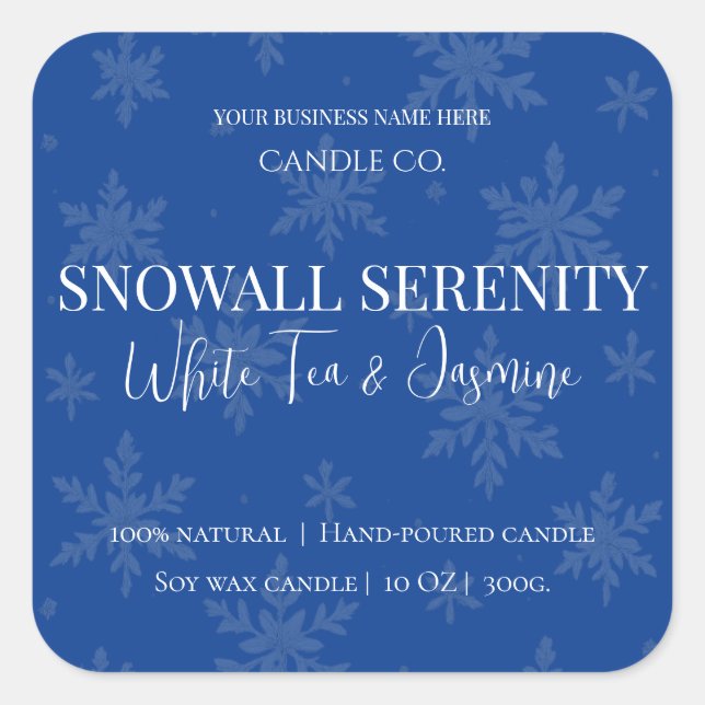Snowfall Serenity White Tea & Jasmine Candle Label (Front)
