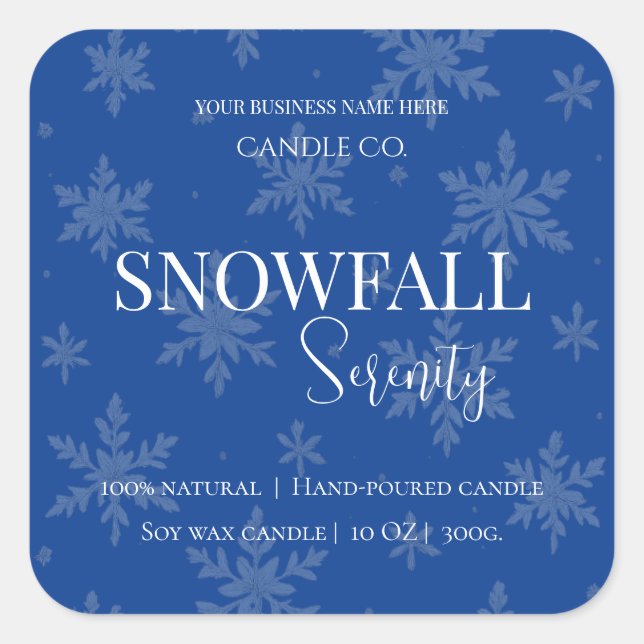 Snowfall Serenity White Tea & Jasmine Candle Label (Front)