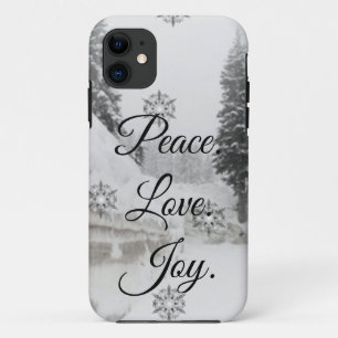 Snowfall Snowflakes Christmas black white sketch  iPhone 11 Case