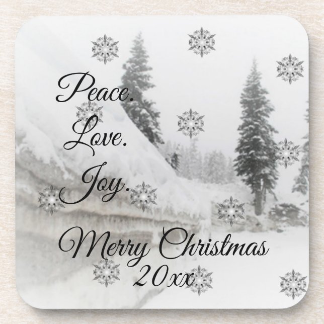 Snowfall Snowflakes Christmas black white sketch  Coaster (Front)