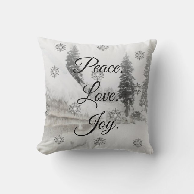Snowfall Snowflakes Christmas black white sketch Cushion (Front)