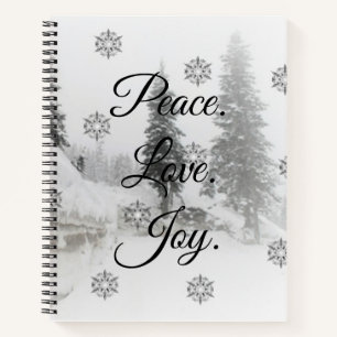 Snowfall Snowflakes Christmas black white sketch  Notebook