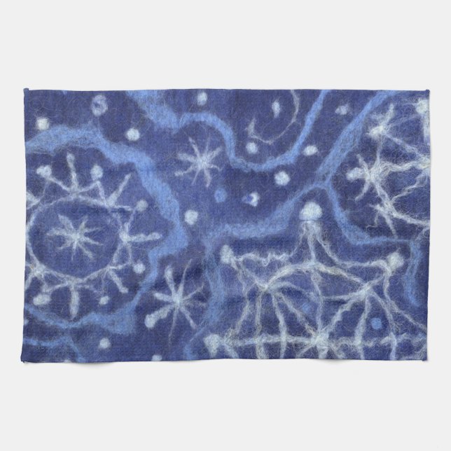 Snowfall Snowflakes Snow Flakes Flurry New Year Tea Towel (Horizontal)