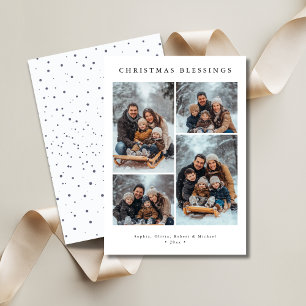 Snowfall Typography Christmas Blessings Photo Holiday Card