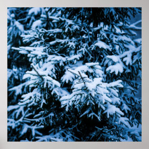 Snowfall Winter Christmas Tree Poster