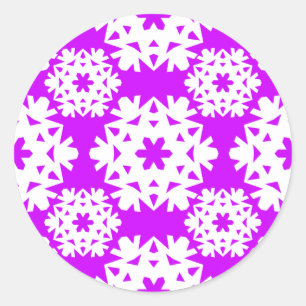 Snowflake 10 Purple Classic Round Sticker