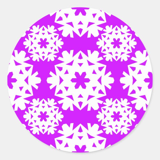 Snowflake 10 Purple Classic Round Sticker (Front)