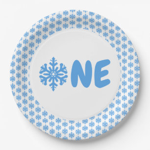 Snowflake 1st Birthday Paper Plate