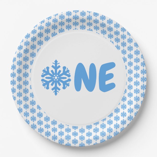 Snowflake 1st Birthday Paper Plate (Front)