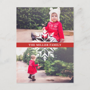 Snowflake 2-Photo Holiday Postcard