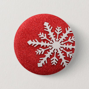 Snowflake 6 Cm Round Badge