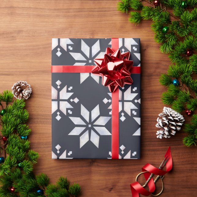 Snowflake Abstract Christmas Holiday  Wrapping Paper (Holiday Gift)