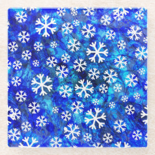 Snowflake Abstract: Vintage Seamless Pattern. Glass Coaster
