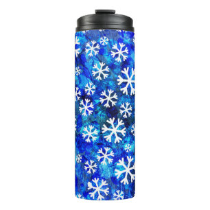 Snowflake Abstract: Vintage Seamless Pattern. Thermal Tumbler