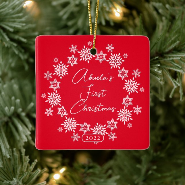 Snowflake Abuela's First Christmas  Ceramic Ornament (Tree)