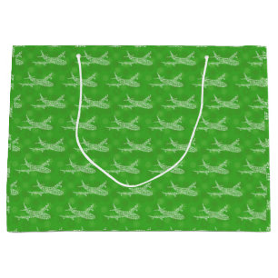 Snowflake Airliner - Green Large Gift Bag