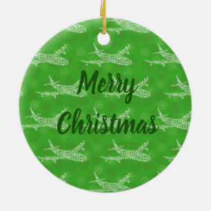 Snowflake Airplane Ceramic Tree Decoration