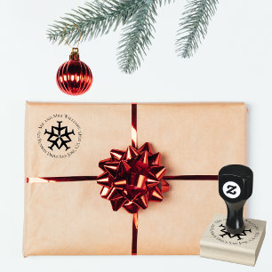 Snowflake Airplane Christmas Return Address Rubber Stamp