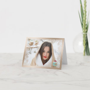 Snowflake and Birds  Overlay Photo Christmas Card