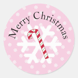 Snowflake and Candy Cane Classic Round Sticker