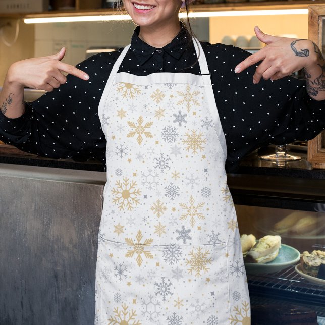Snowflake And Circle Seamless Pattern  Apron (Snowflake And Circle Seamless Pattern Apron)