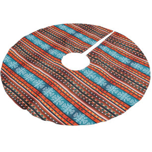 Snowflake and Geometric pattern Cosy Brushed Polyester Tree Skirt