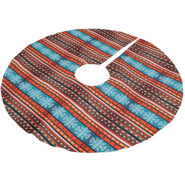 Snowflake and Geometric pattern Cosy Brushed Polyester Tree Skirt (Angled)