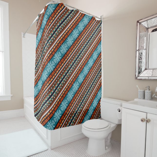 Snowflake and Geometric pattern Cosy Shower Curtain (In Situ)