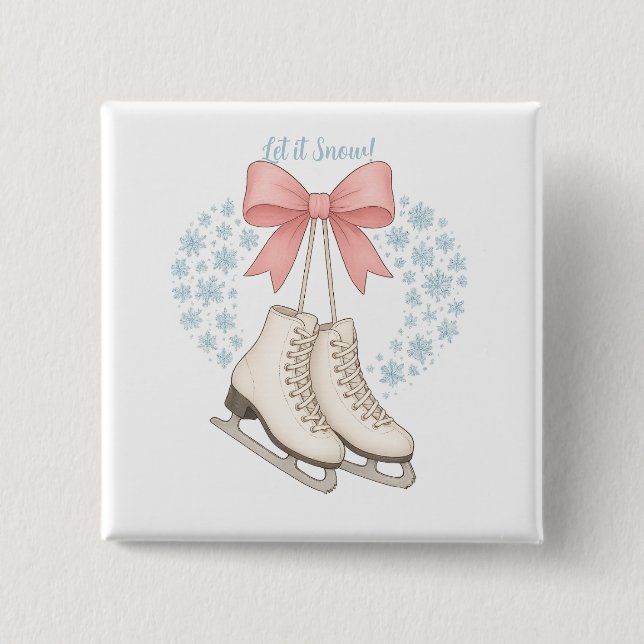 Snowflake and Ice Skates 15 Cm Square Badge (Front)