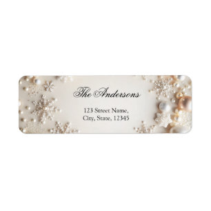 Snowflake and Pearl Winter Baby Shower Label