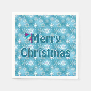 Snowflake and snowmen napkin