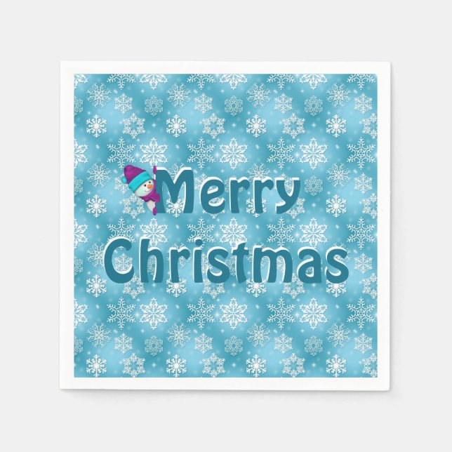 Snowflake and snowmen napkin (Front)