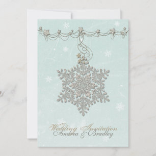 Snowflake and Stars Winter Wedding Invitation