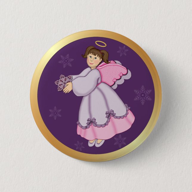 Snowflake Angel 6 Cm Round Badge (Front)