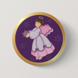 Snowflake Angel 6 Cm Round Badge